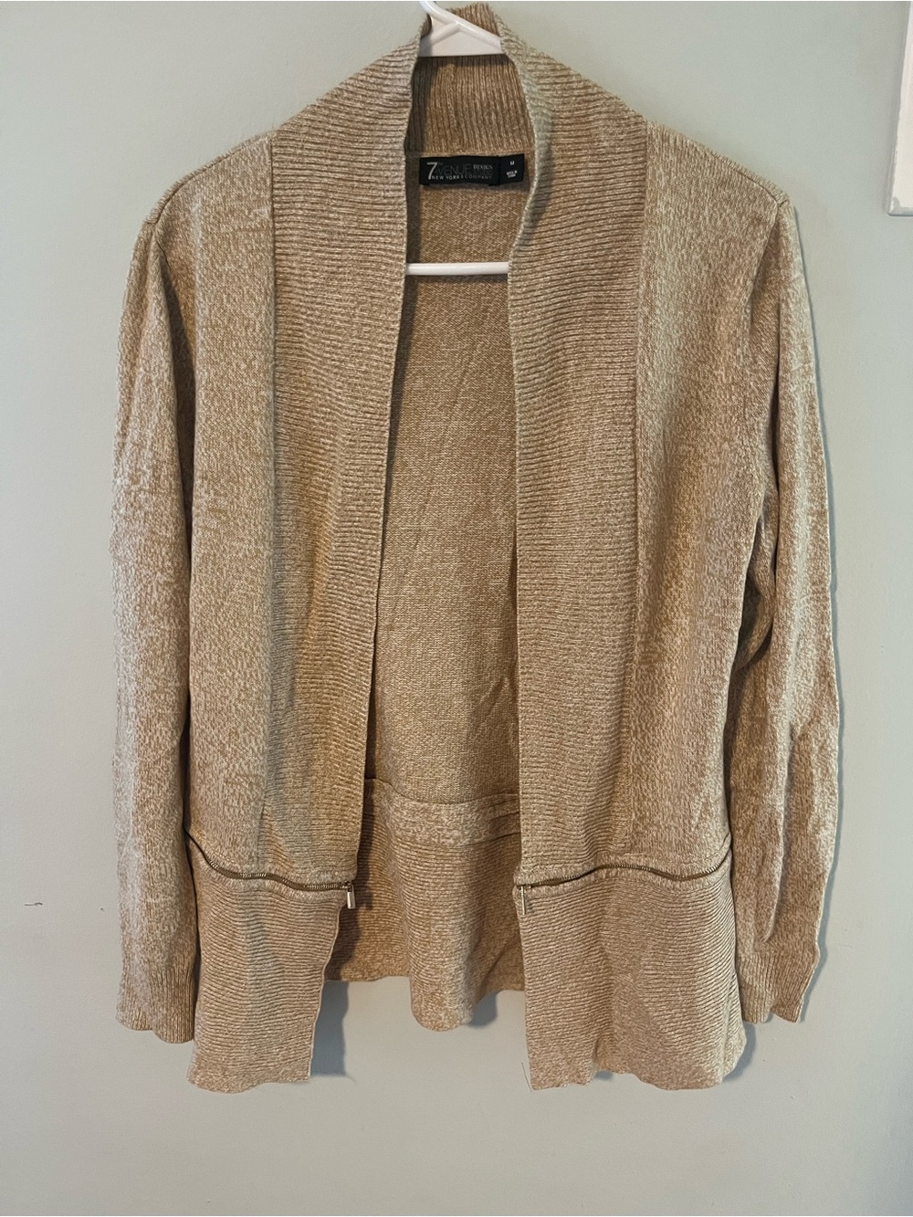 Open-Front Tan Cardigan Sweater